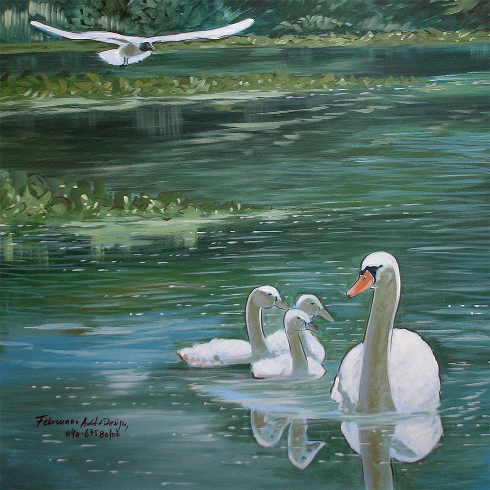 Dekorationsmalerei Schwanenfamilie