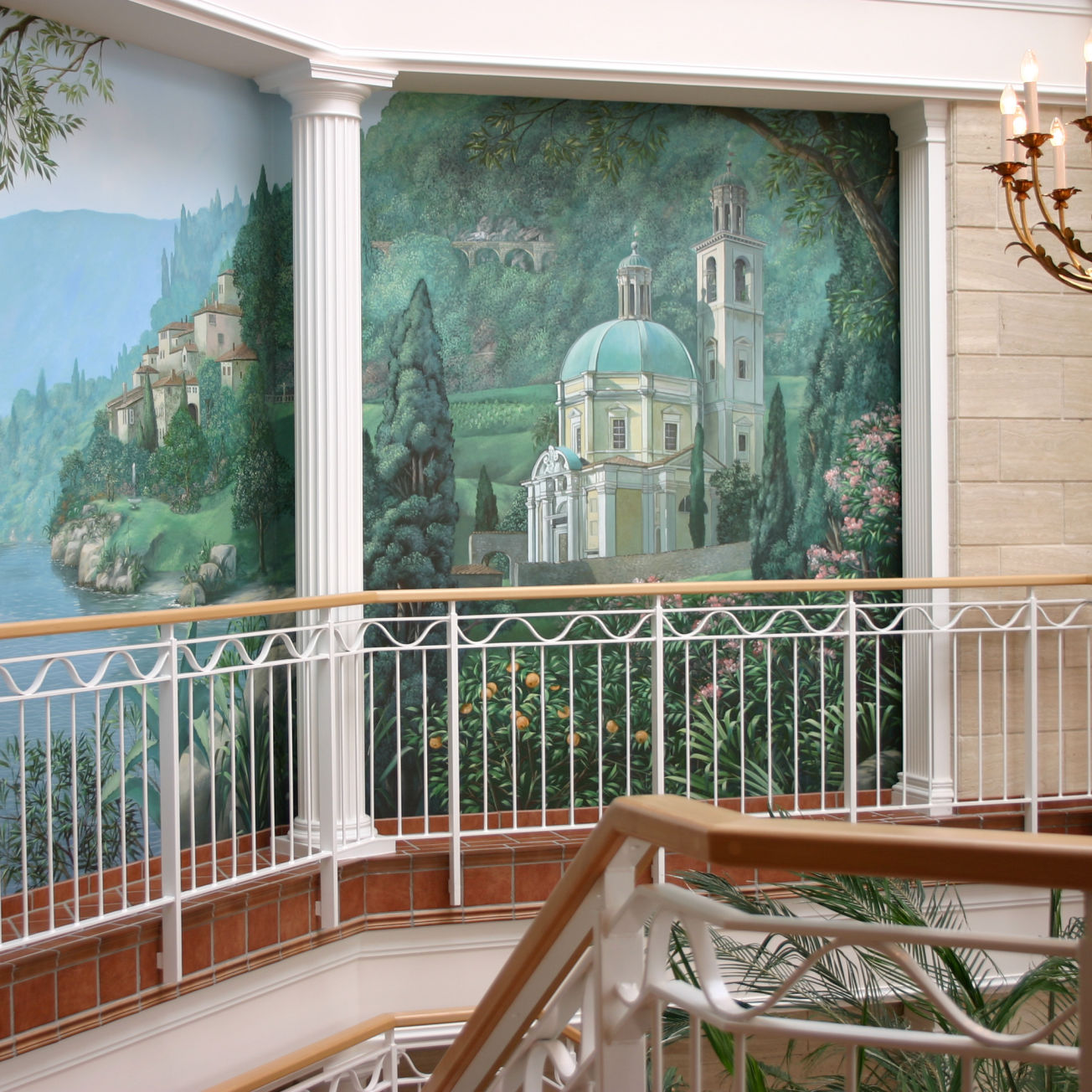 Wandmalerei und Illusionsmalerei transportiert die Inhalte des Unternehmens bis in das kleinste Detail.