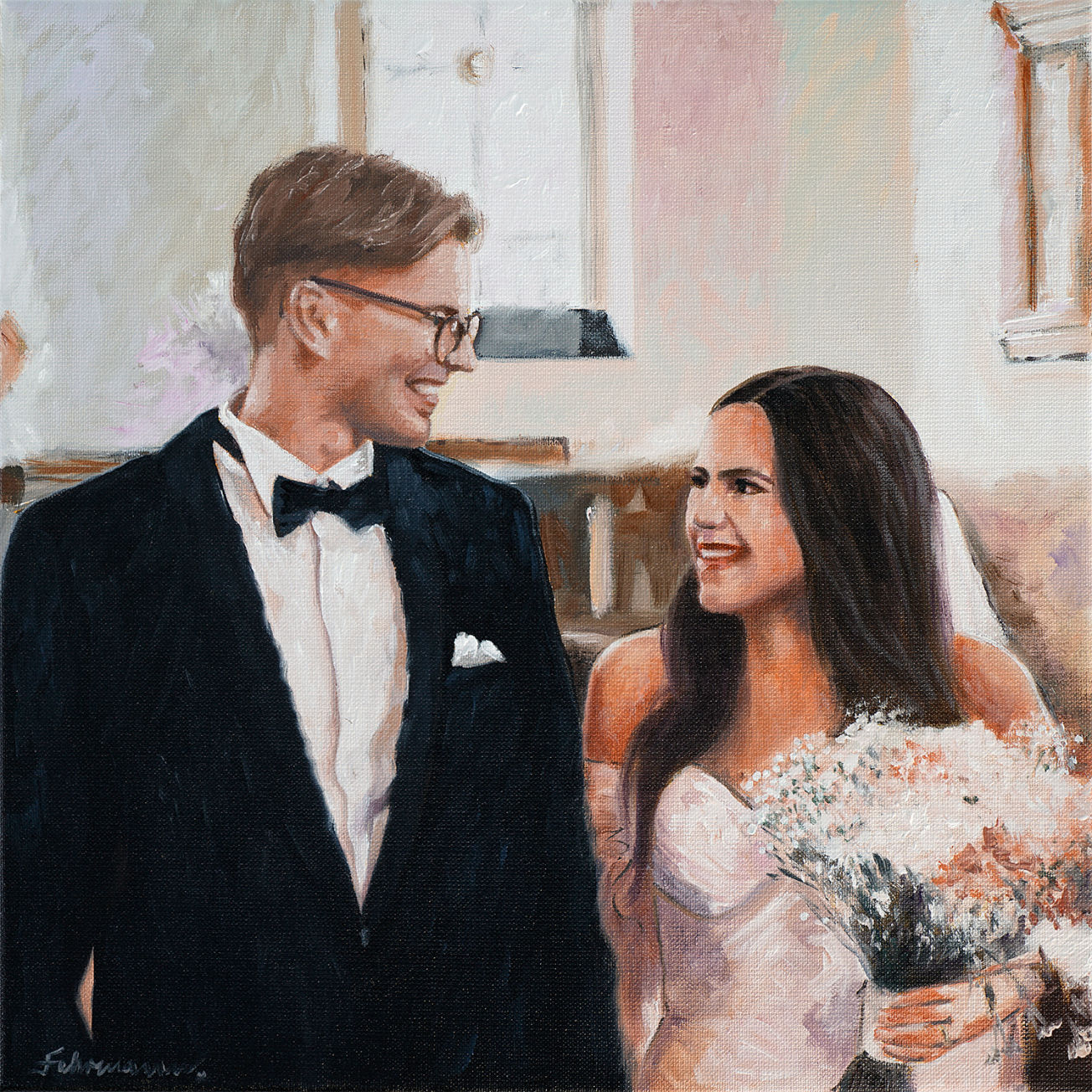 Hochzeitsgeschenk, Hochzeit, Brautgemälde, persönliches Geschenk 