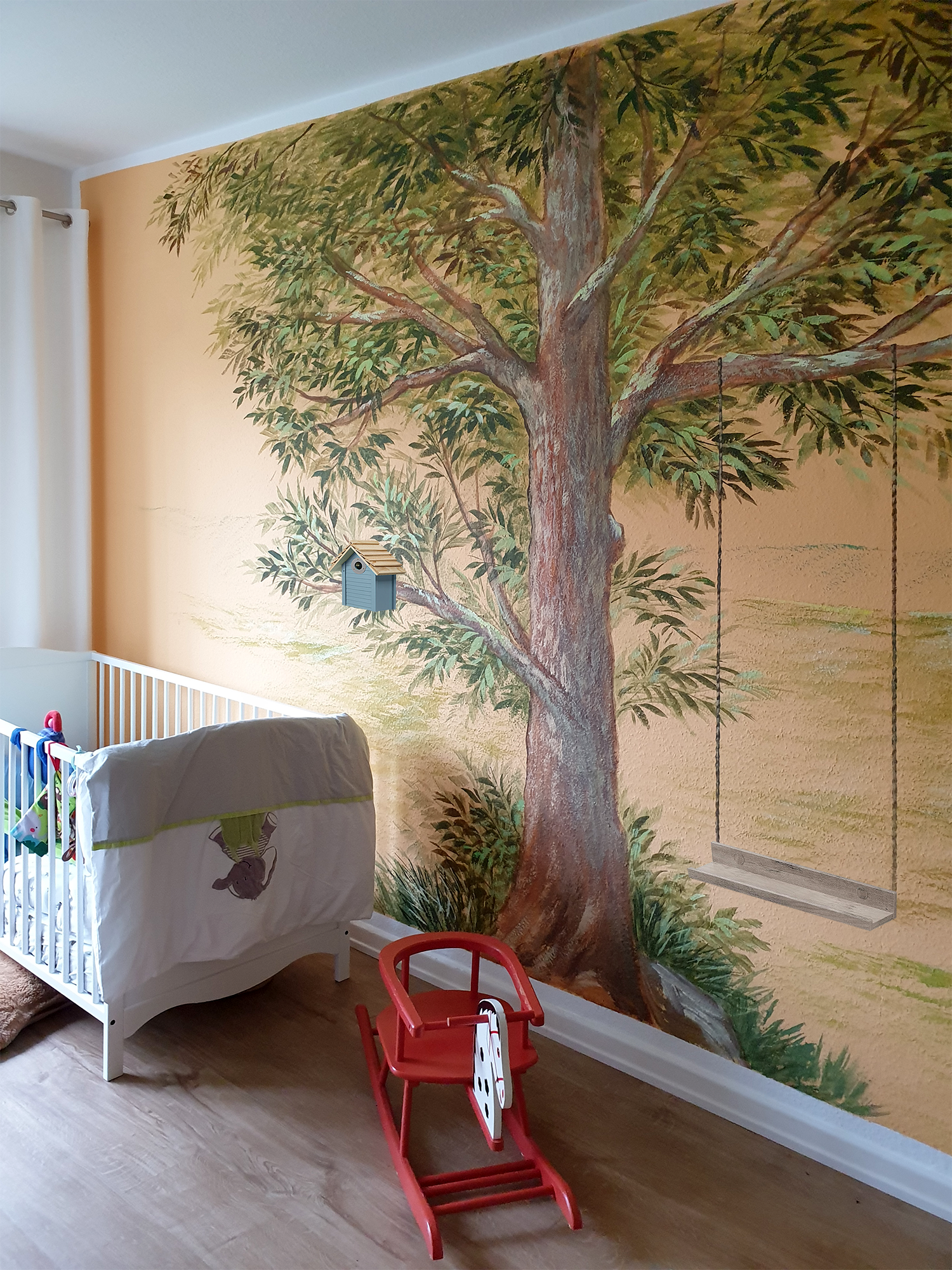Wandmalerei im Kinderzimmer - ein gemalter Baum ist eine wunderschöne Verbindung zur Natur und bringt sie den Kindern nahe.