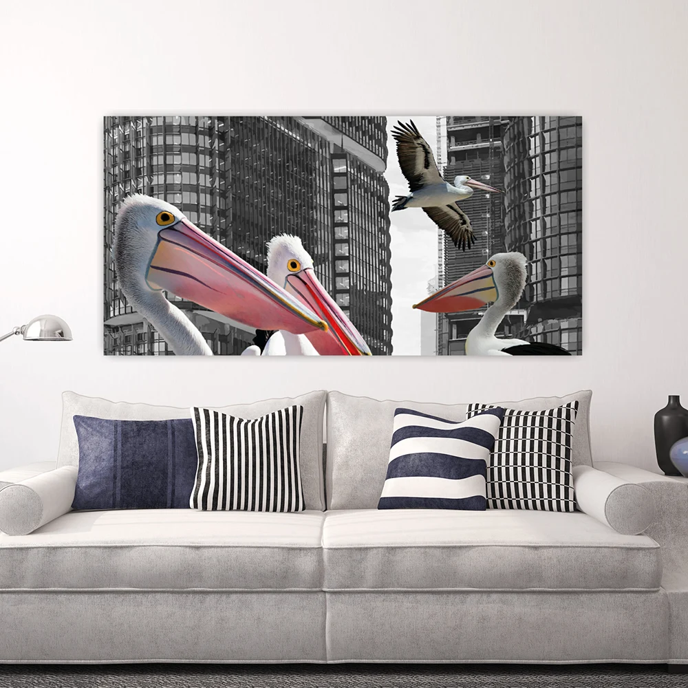 Wandbild, Motiv Pelikane 160 x 80 cm