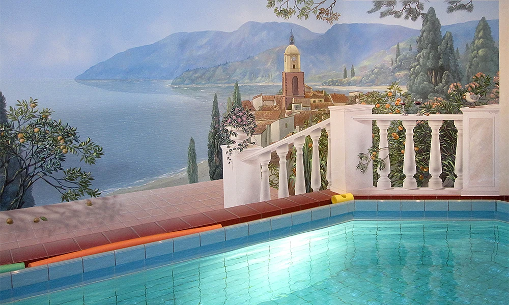 Wandmalerei der Ortschaft SAINT TROPEZ an der Côtes d`Azur