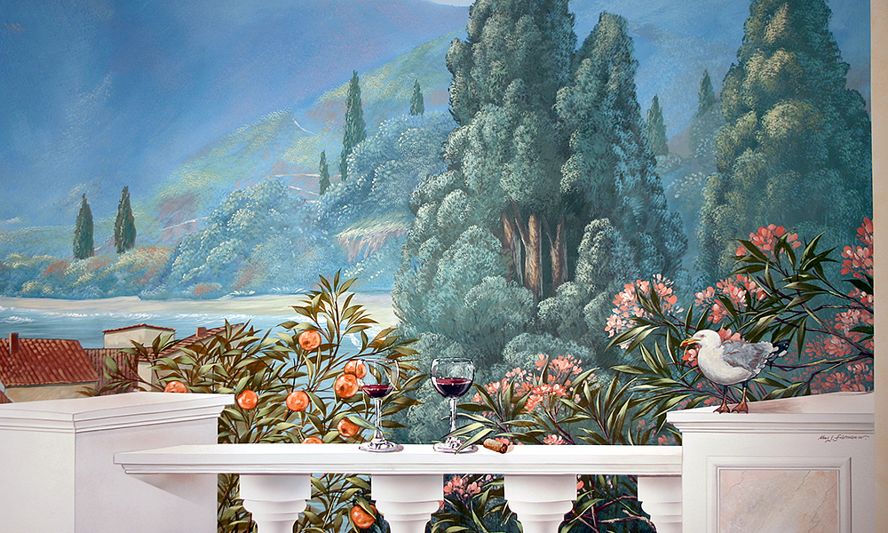 Wandmalerei der Ortschaft SAINT TROPEZ an der Côtes d`Azur