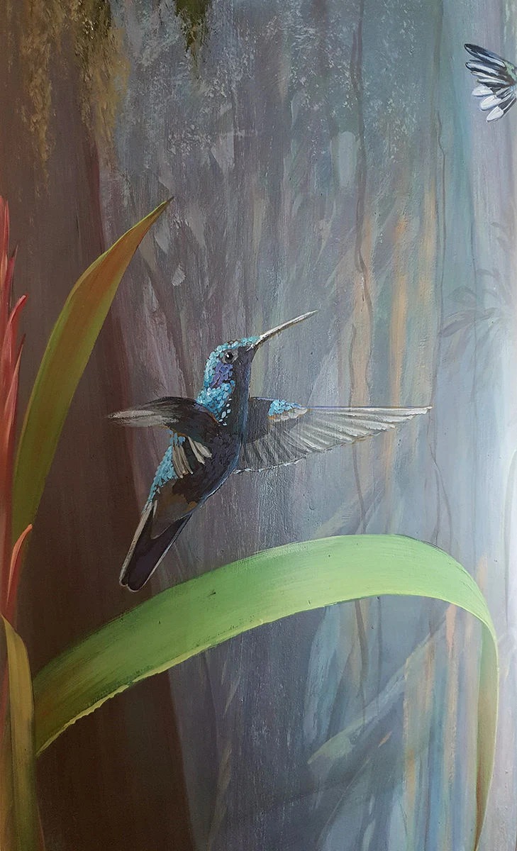 Trompe L'Oeil Malerei, Q1 Energie AG, Detail Kolibri