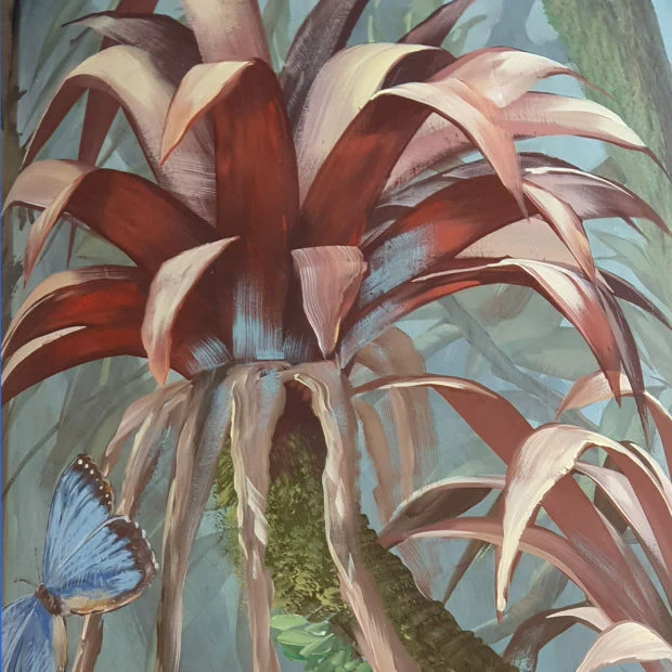 Wandmalerei und Illusionsmalerei im Büro. Dschungel, Trompe L'Oeil Malerei, Kunst im Büro, Malerei (Detail Urwaldpflanze: Uwe Fehrmann